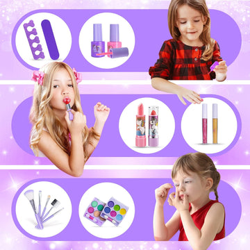 Kids Makeup Kit for Girl-Kids Makeup Girl Toys, Girl Makeup Sets Kids Toys Makeup Sets Little Girl Toddler Children Princess Chr
