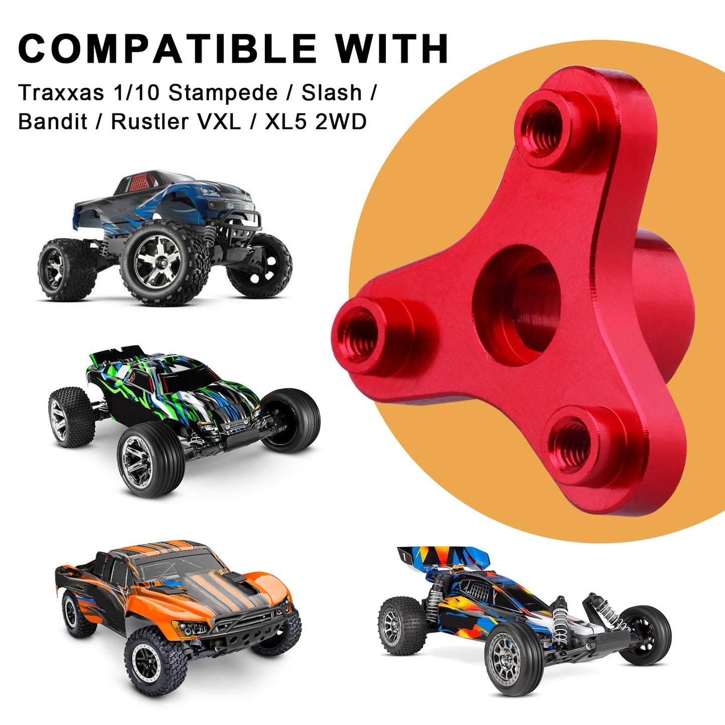 Metal Aluminum Alloy Rc Slipper Clutch Eliminator For Traxxas 1/10 Stampede/Slash Vxl/Rustler 2Wd (Red)