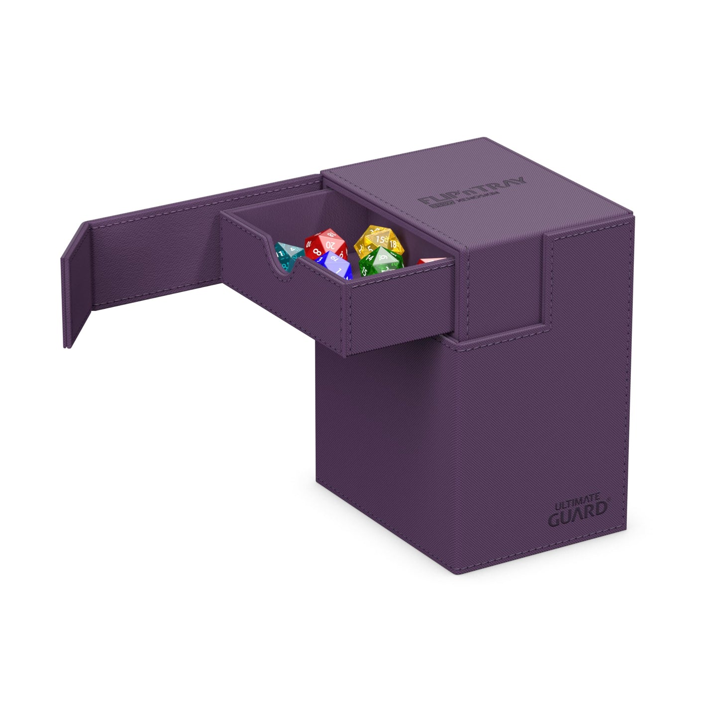Ultimate Guard Flip'n'Tray 133+, Deck Case for 133 Double-Sleeved TCG Cards + Dice Tray, Purple, Independent Magnetic Closure &