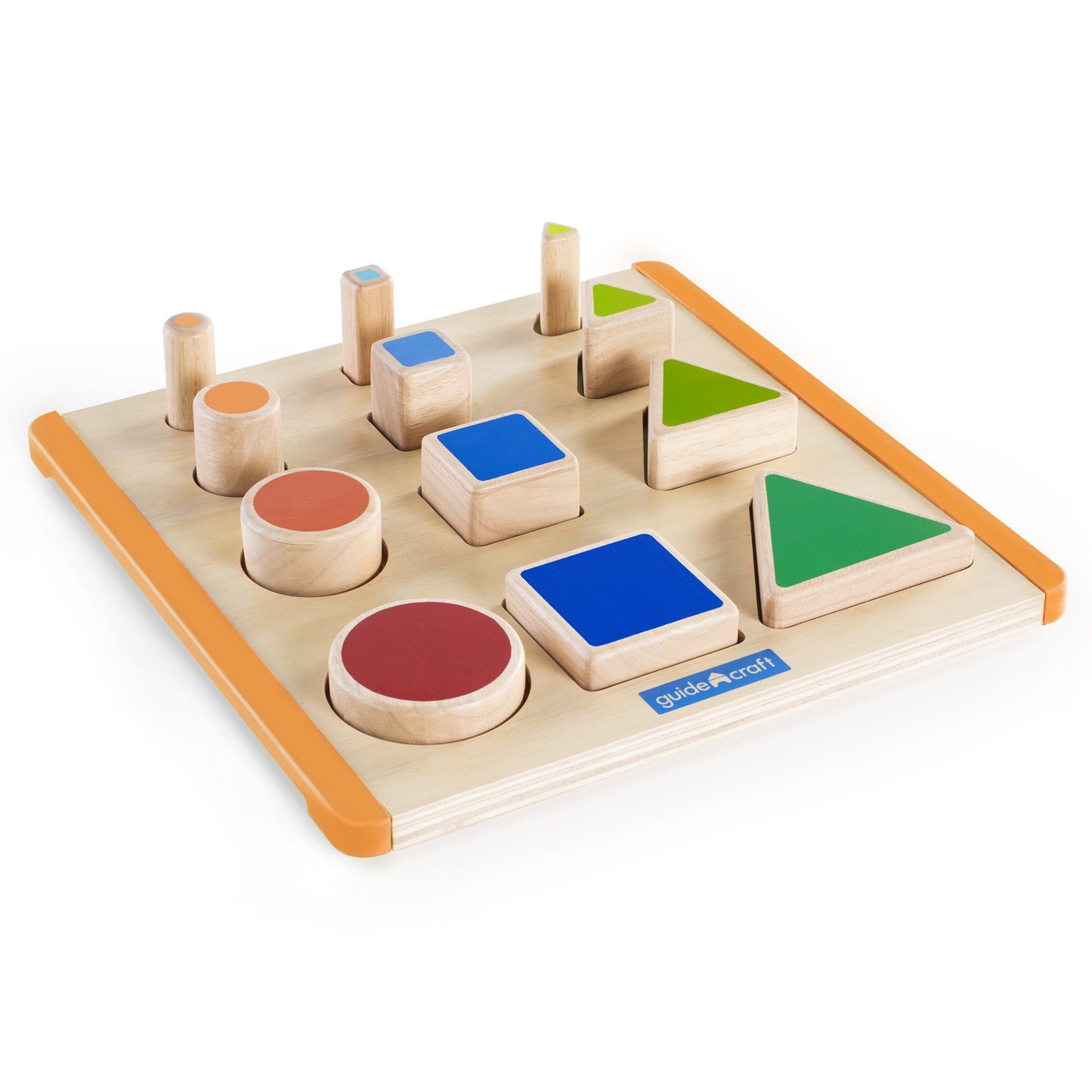 Guidecraft Nest and Stack Shapes - Educational Toy for Toddlers, Multi-Color, 15 x 11.75 x 2 inches, Model GD-6737, Plastic