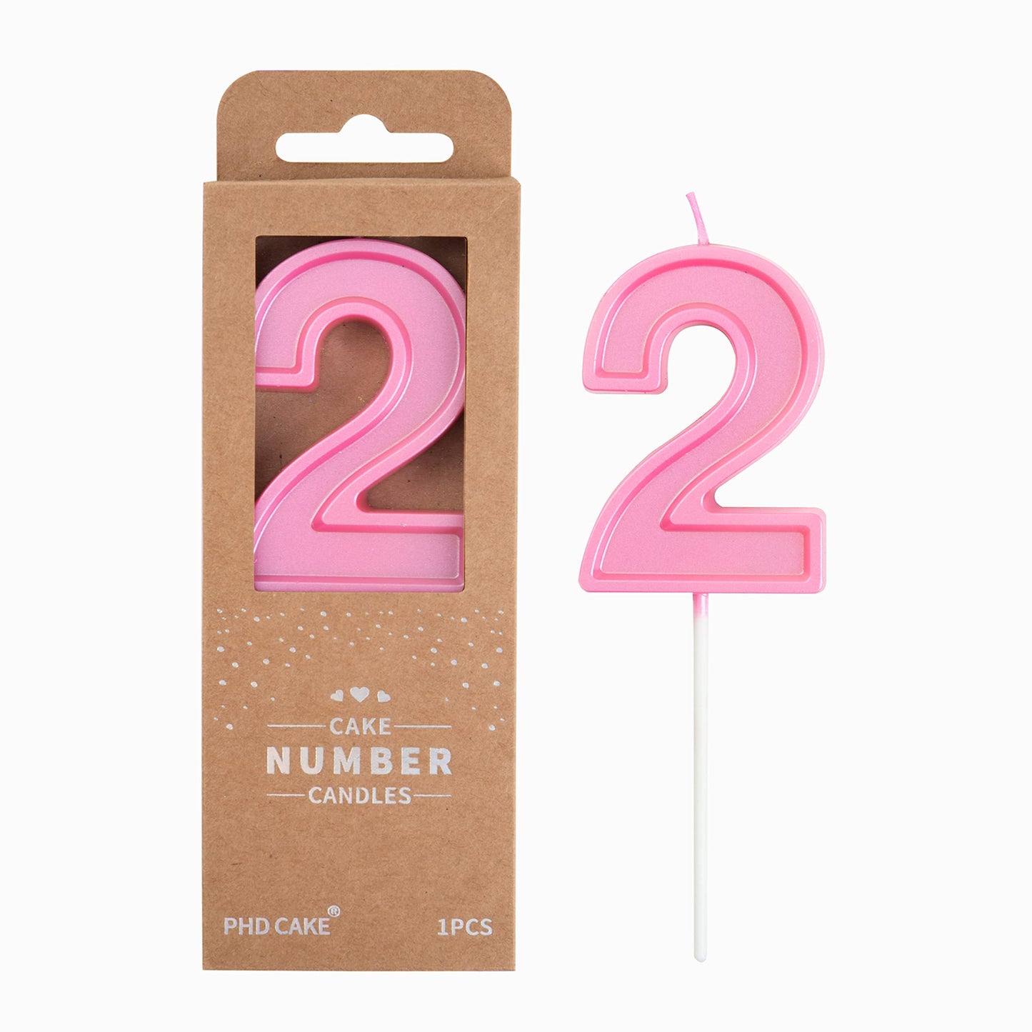 PHD CAKE 2.76 Inch Luxe pink 2 Number Birthday Candles, pink Number Candles, Cake Number Candles, Party Celebration
