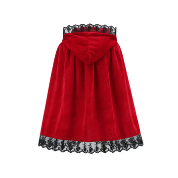 Lmyove Girls Little Red Riding Hood Cloak Costume, Kids Halloween Christmas Red Cape (Large, Red&Black)