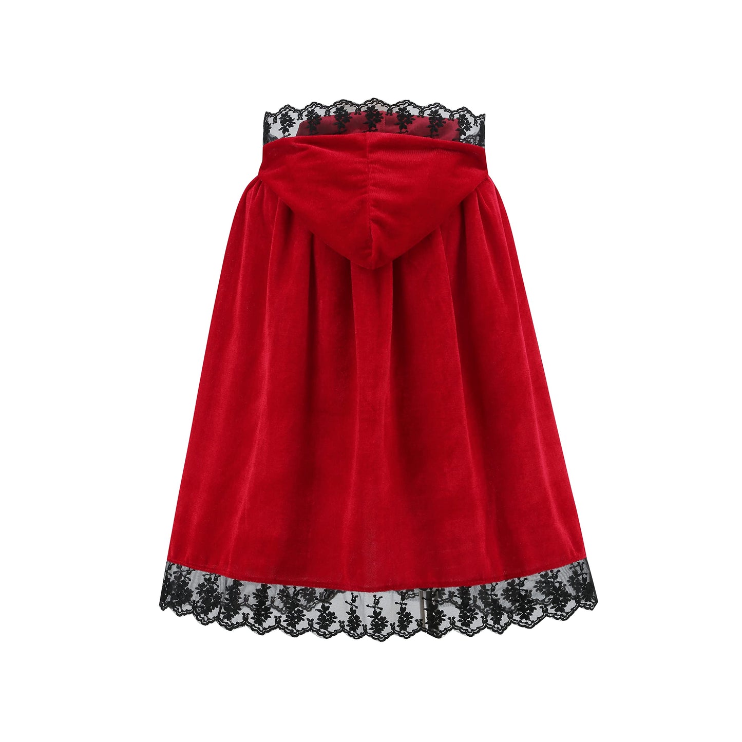 Lmyove Girls Little Red Riding Hood Cloak Costume, Kids Halloween Christmas Red Cape (Medium, Red&Black)