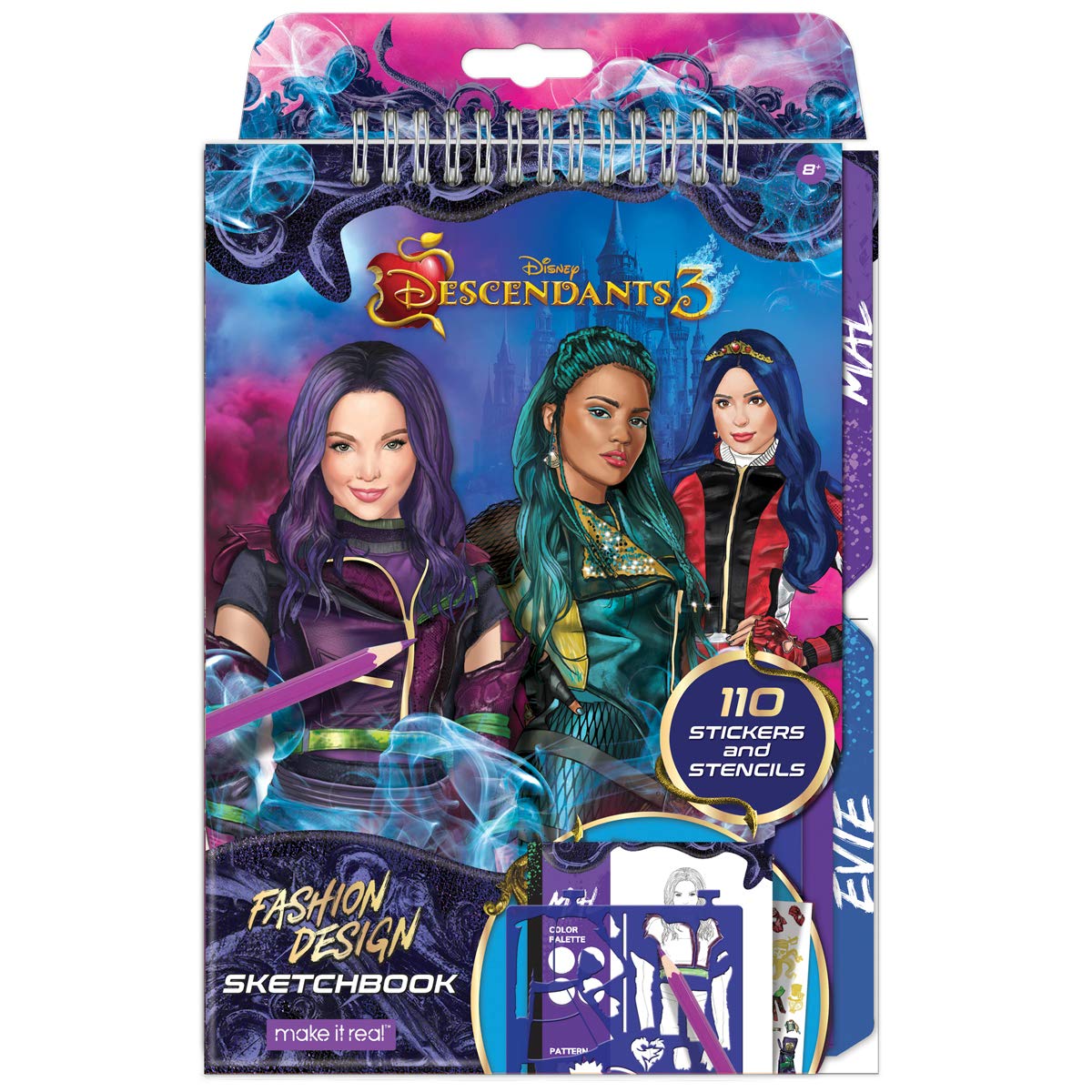 Make It Real - Disney Descendants 3 Sketchbook. Fashion Design Drawing and Coloring Book for Girls. Includes Evie and Descendant