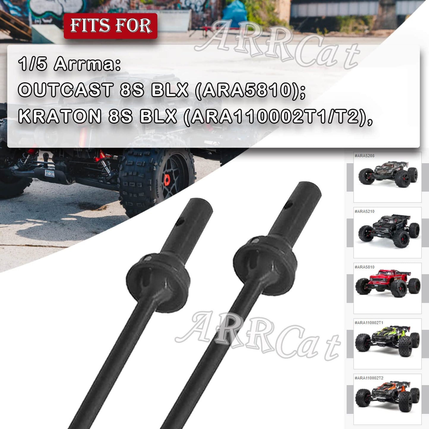 RC Upgrades Parts Drive Shaft CVD for 1/5 Arrma Outcast 8S BLX/Arrma KRATON 8S BLX,ARRCat 2PCS Front/Rear Full Metal Steel for A