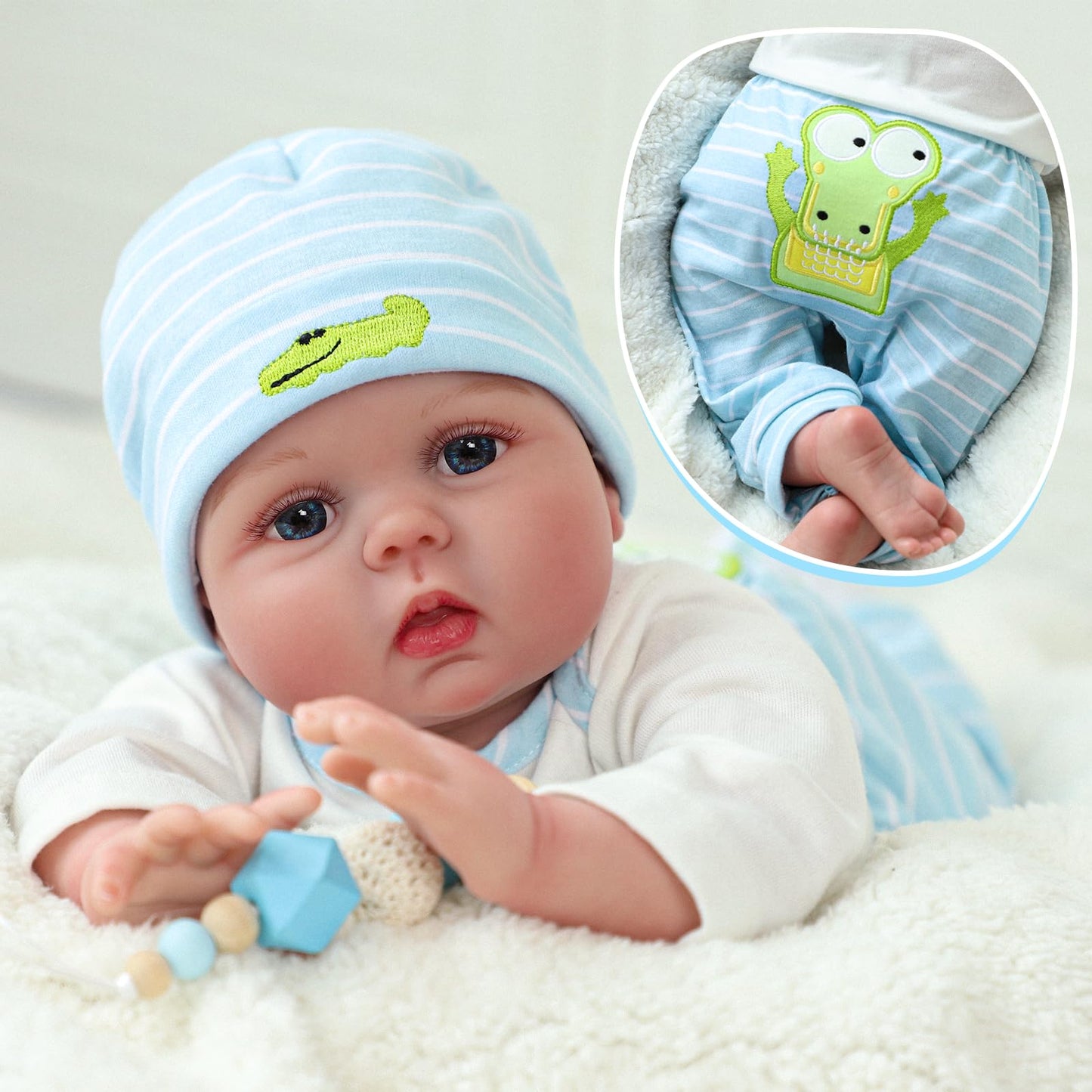 Scom Lifelike Reborn Baby Dolls - 22 Inch Realistic Baby Toddler Dolls Soft Cloth Body Vinyl Limbs, With Clothes And Doll Access