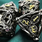 Haomeja Hollow Magic Vine Leaf Dnd Dice Set Metal Dice Set 7 Role Playing Dice D&D Dungeons And Dragons Dice (Black + Purple Gem