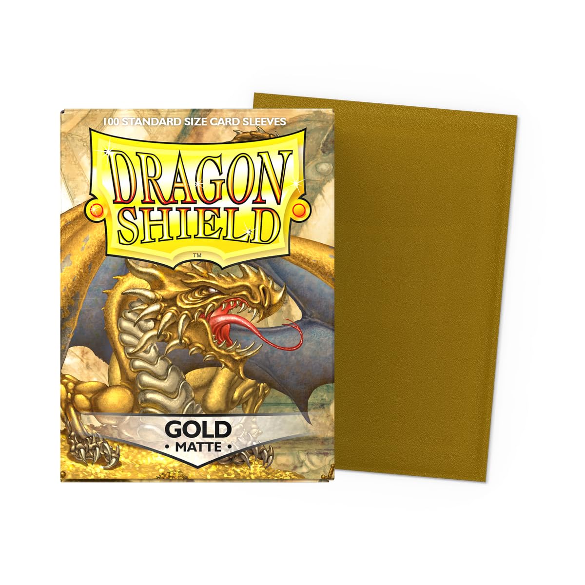 Dragon Shield | Standard Size Card Matte Sleeves | 100 CT - Smooth & Tough enhanced TCG Sleeves | Compatible with Pokemon  Flesh & Blood  One Piece & Magic The Gathering | Gold - Matte