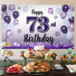 LASKYER Happy 73rd Birthday Decorations,73rd Purple Balloon Large Birthday Banner Backdrop Sign,73 Years Old Bday Party Supplies
