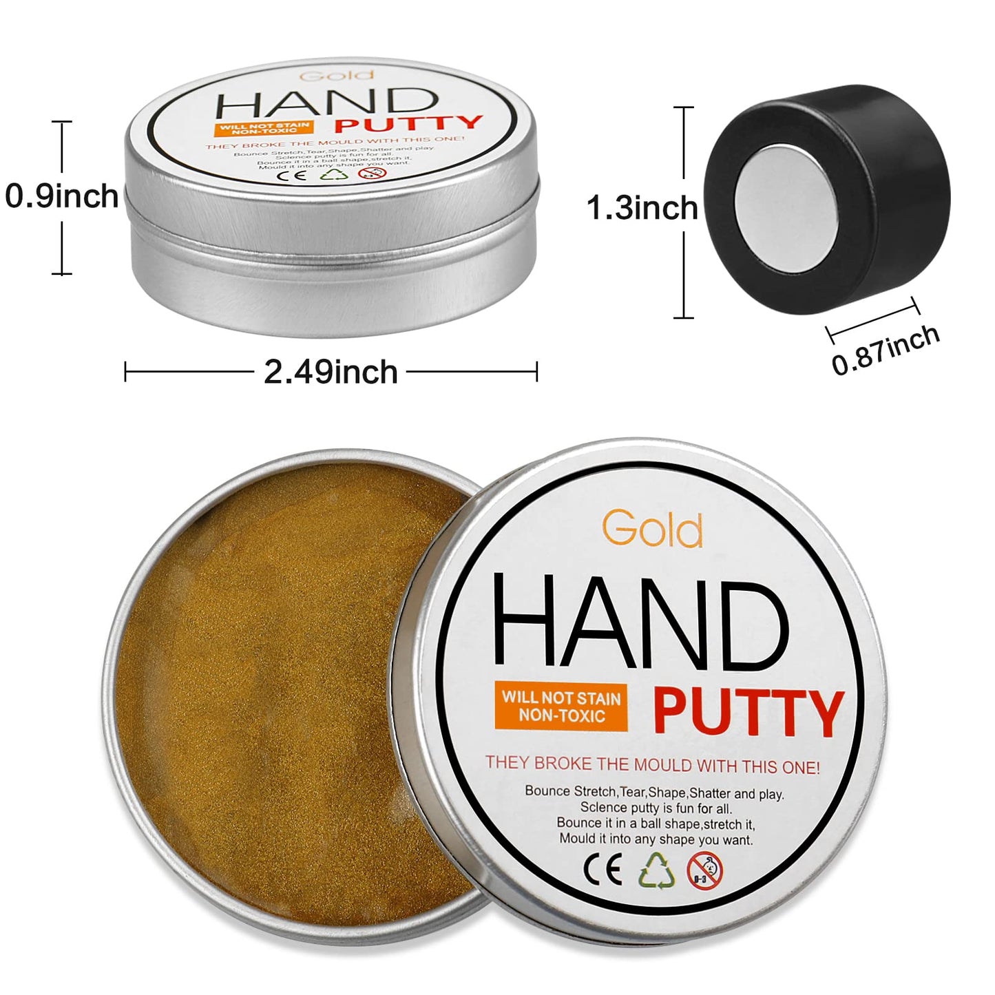 JOYPRO Magnetic Slime Putty - 2 Pack Gold & Silver, Upgraded Magnet Fidget Toy for Stress Relief, Kids & Adults, Model GDSL002