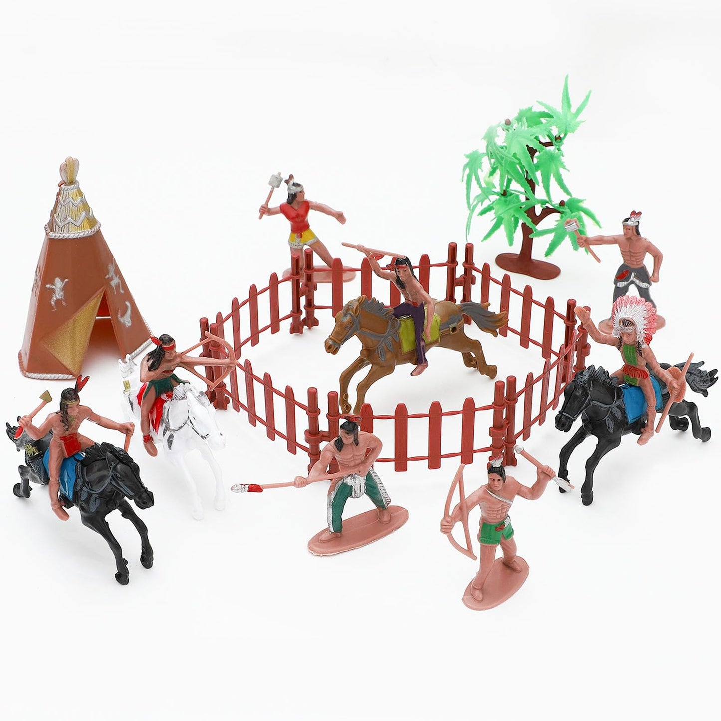 ONEST 26 Pieces Native American Figurines Indian Figurines Indians Historical Plastic Action Figures for Projects Decoration Bir
