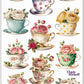 Rosie Teatime By Violette Stickers, Clear And Waterproof Tea Cup Stickers For Kids, Beautifully Detailed Miniature Coffee Sticke