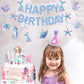 Zwiebeco Mermaid Birthday Party Decoration Supplies - Mermaid Happy Birthday Banner Bunting Garland Hanging Paper Swirls Kit For