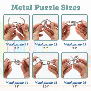Lesong Brain Teasers Metal And Wooden Puzzles For Kids And Adults 9 Pack, Mind, Iq, And Logic Test And Handheld Disentanglement