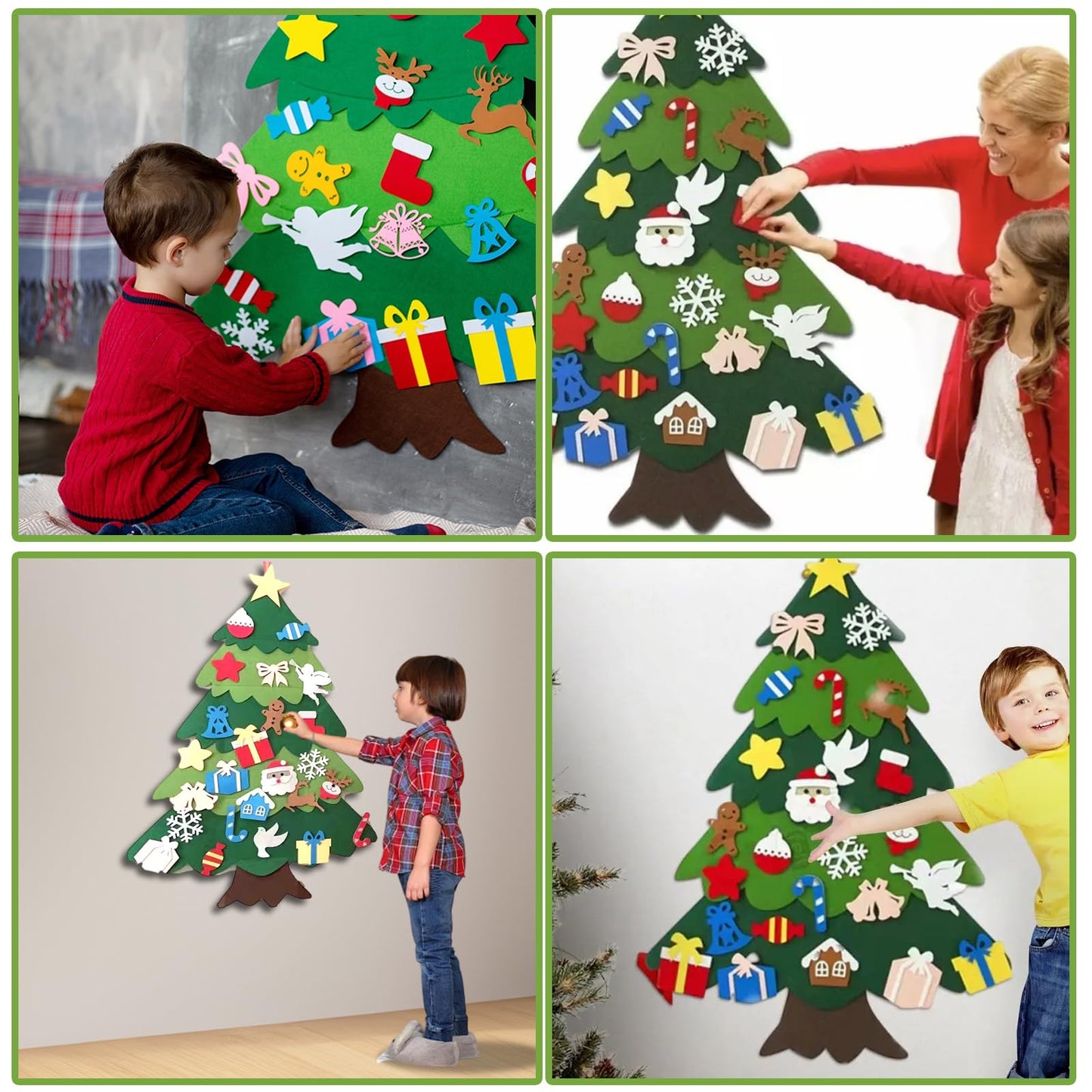 Montessori Felt Christmas Tree for Toddlers DIY Felt Christmas Tree Set with 32 Ornaments for Kids Toddlers Home Wall Hanging Fe