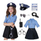 Koatobbor Girls Police Officer Costume Kids Cop Cosplay Outfits Uniform For Halloween Dress Up (7-8 Years)