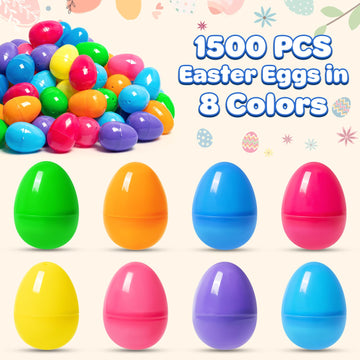 Jumlys 1500 Pcs 2.4'' Plastic Easter Eggs, Empty Fillable Colorful Easter Eggs With Hinge, Perfect For Easter Hunt, Basket Stuff