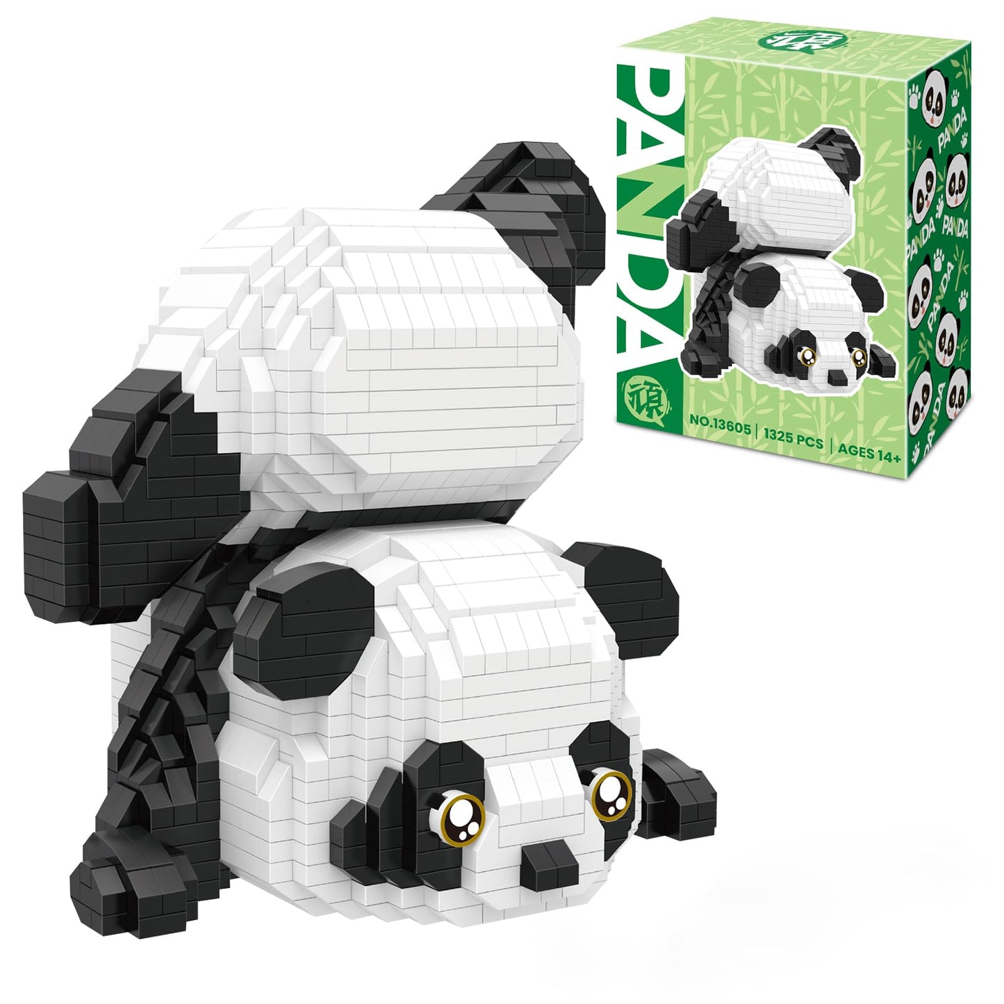 Finger Rock Panda Mini Building Set - 1325 Pcs Micro Bricks Kit, White & Black, Small, Fun Party Favors for Kids & Adults 12+