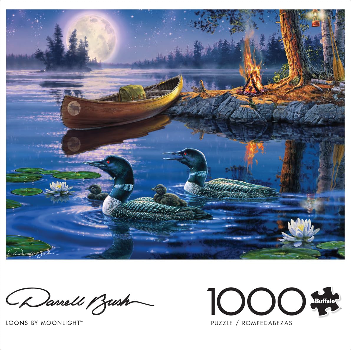 Buffalo Games - Darrel Bush - Loons By Moonlight - 1000 Piece Jigsaw Puzzle For Adults Challenging Puzzle Perfect For Game Nights - Finished Puzzle Size Is 26.75 X 19.75