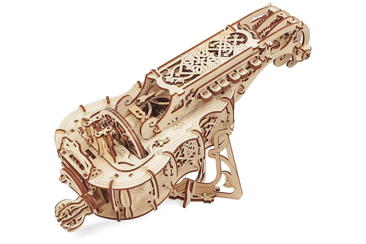 UGears Wooden HurdyGurdy Musical Instrument (Best DIY Miniature Guitar Kit) Play Real Folk, Modern Music | Functional Model wit