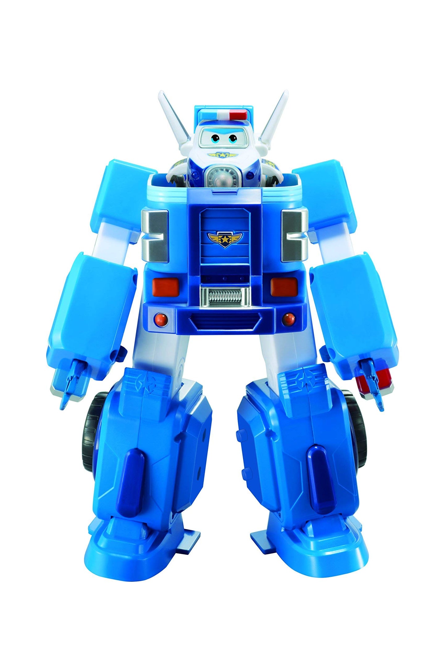 Super Wings 7" Paul's Police Cruiser Toy Set with 2" Transform-a-Bot Paul Figure, Plastic Preschool Gift for Ages 3-5