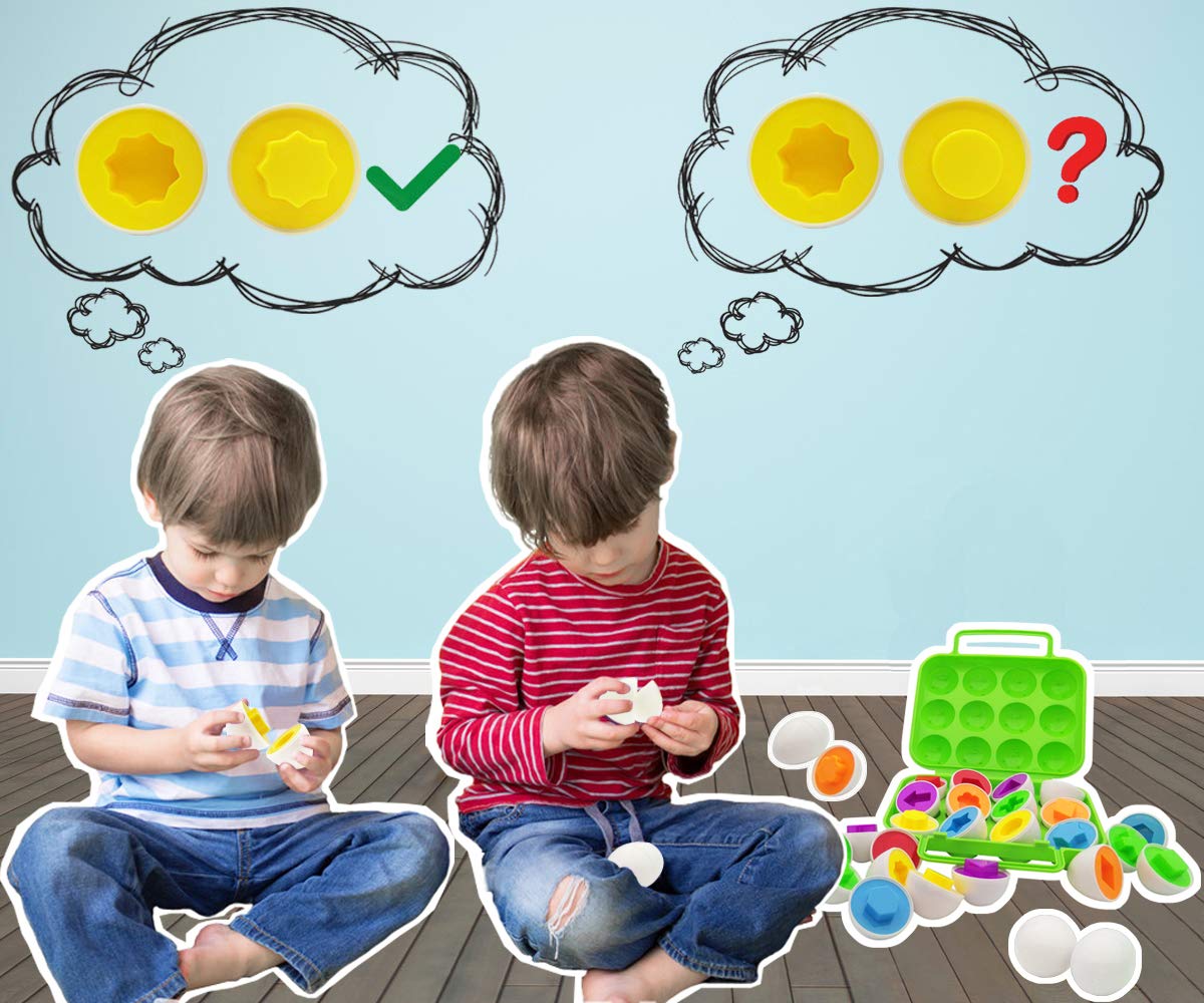 Beakabao 12Pcs Color And Shape Matching Egg Set Montessori Toddler Education Classification Toys For Fine Motor Skills Of The Fi