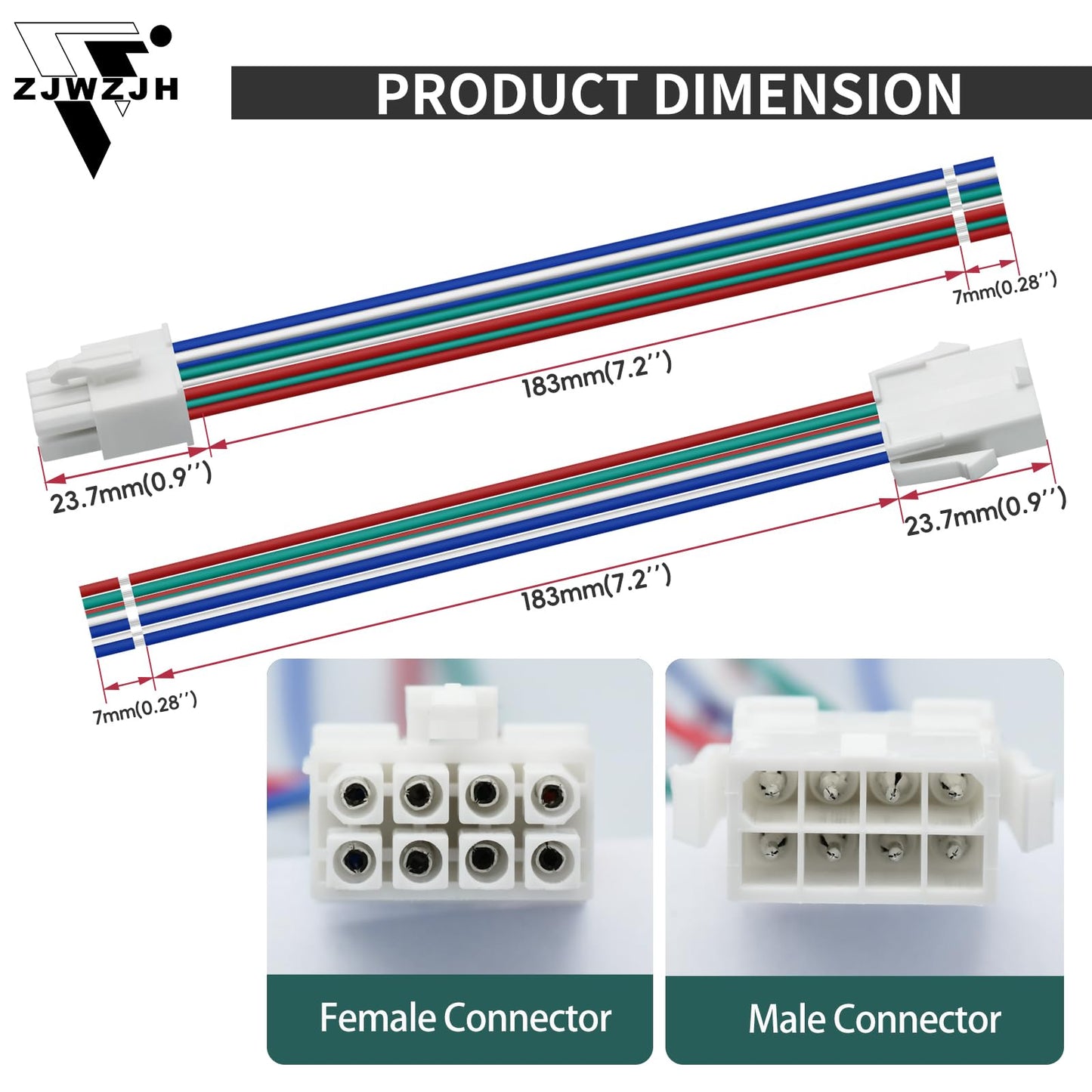 8Amp 8 Pin Connector Servo Extension Cable Wire Fl4.14Mm Pitch Male To Female Servo Motor Extension 8 Pin Power Connector Wire 2