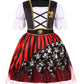 Dormstop Kids Pirate Costume Girls Deluxe Buccaneer Dress Set for Halloween Party Dress Up(9-11 Years)
