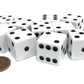 Set Of 10 Large Six Sided Square Opaque 19Mm D6 Dice - White With Black Pip Die