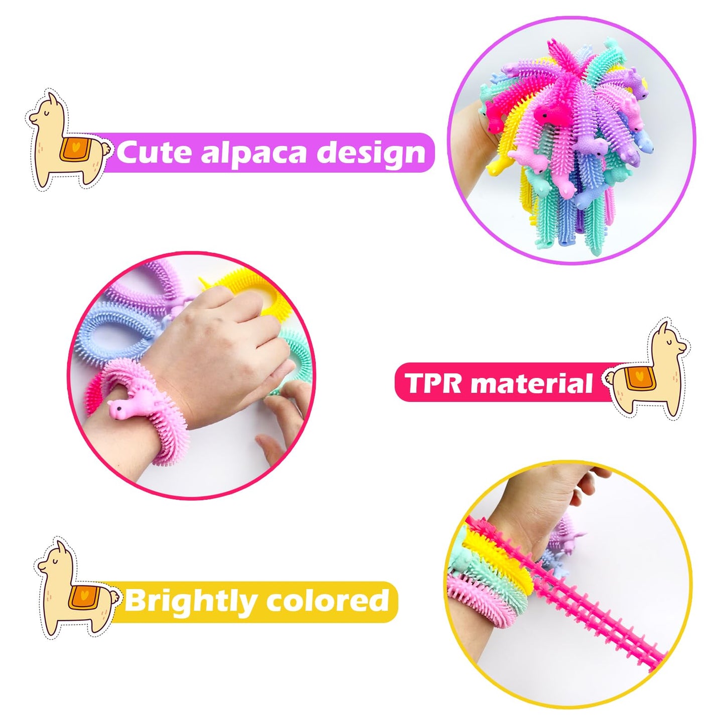 Jgalnim 30Pcs Alpaca Stretchy Fidget Toy,Stretchy String Fidgets Sensory Toys,Stretchy Strings Worm Toy For Children,Kids Or Adu