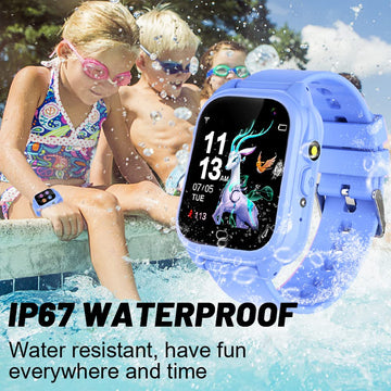 Waterproof Smart Watch For Kids 3-12 Years Boys Girls Learning Toys With 26 Puzzle Games Pedometer Camera Video Recording Music