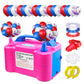 HELESIN Electric Air Balloon Pump - 600W Dual Nozzle Inflator for Party, Birthday, Baby Shower - Portable, Red and White Balloons, 12inch