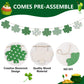 Arosche St Patricks Day Decorations Wooden Shamrocks Garland Green Shamrocks Lucky Irish Rustic Farmhouse Happy St. Patricks Da
