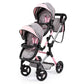 Bayer Twin Doll Pram Neo, Grey, Pink With Butterfly, Jean Look