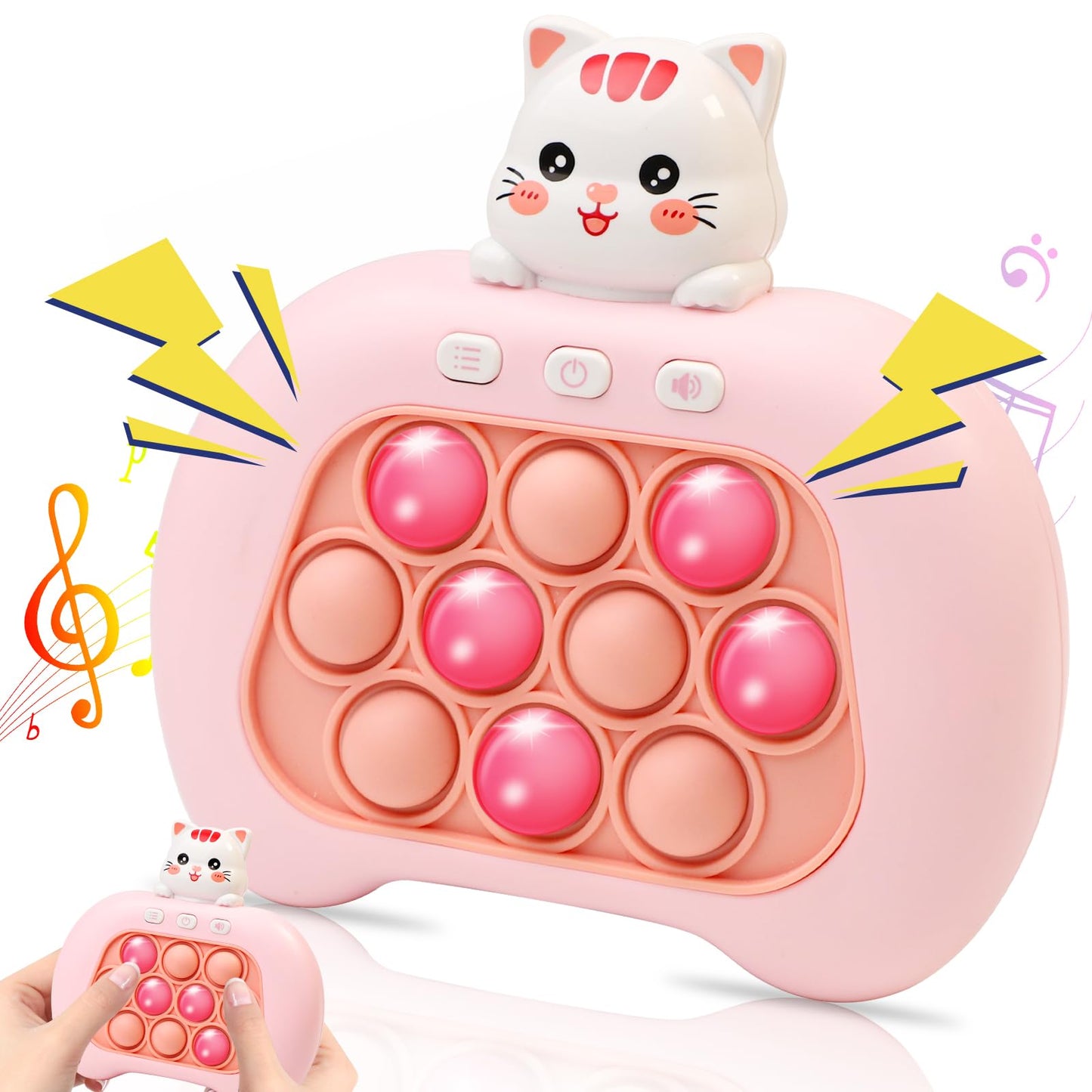 Quick Push Pop Game - Electric 4 Mode Light Up Handheld Games Fast Push Sensory Bubble Toys With Music, Party Birthday Toys For