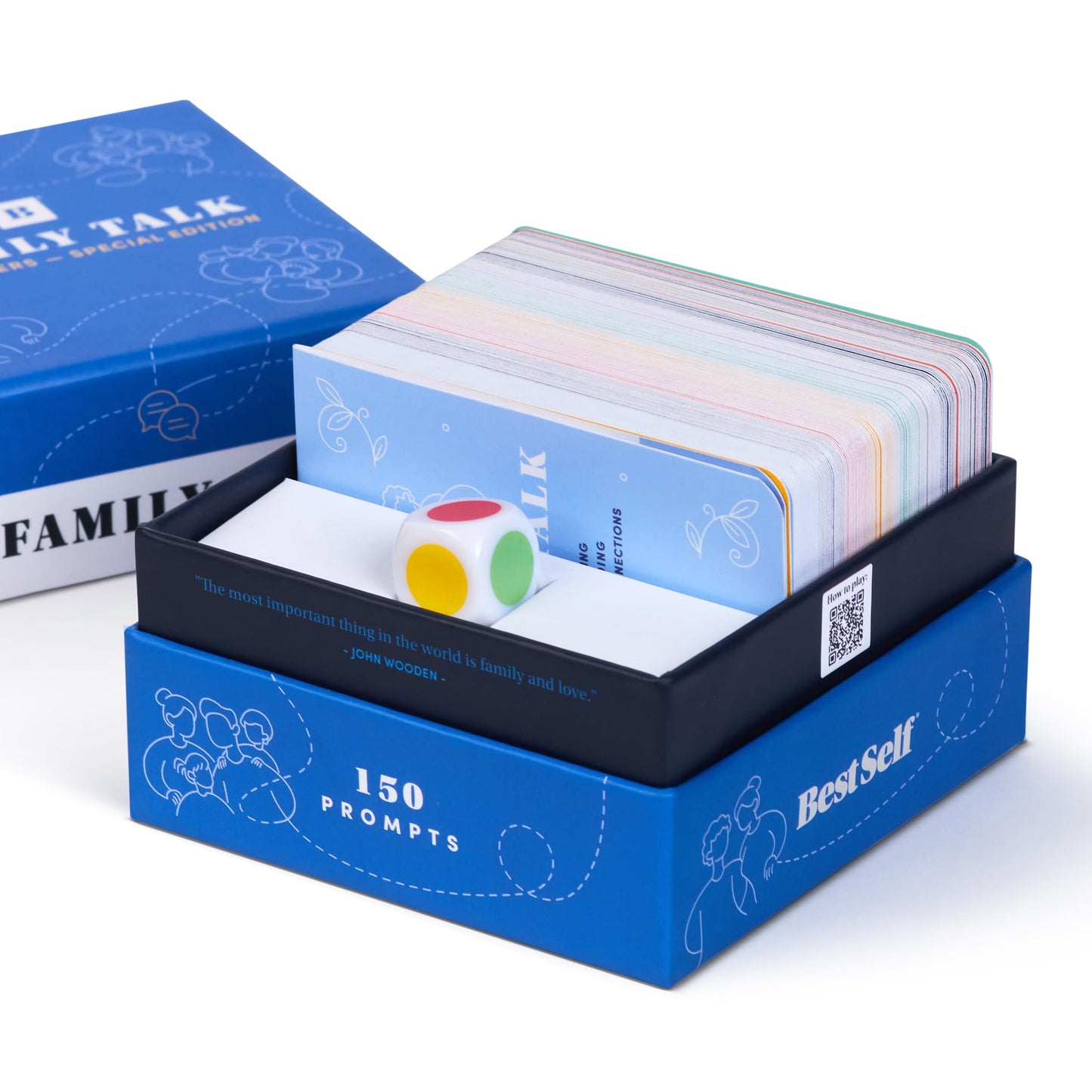 Bestself Family Talk Icebreaker Deck – 150 Conversation Starters For Family Connections, Fun Bonding, Game Nights