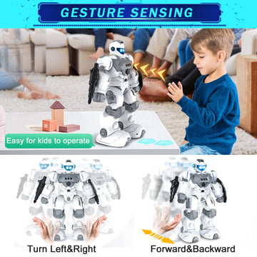VAV Toys for 6-10 Year Old Boys Girls, Rechargeable Remote Control Robot Toy, Intelligent Programmable RC Robot with 2.4GHz Gest