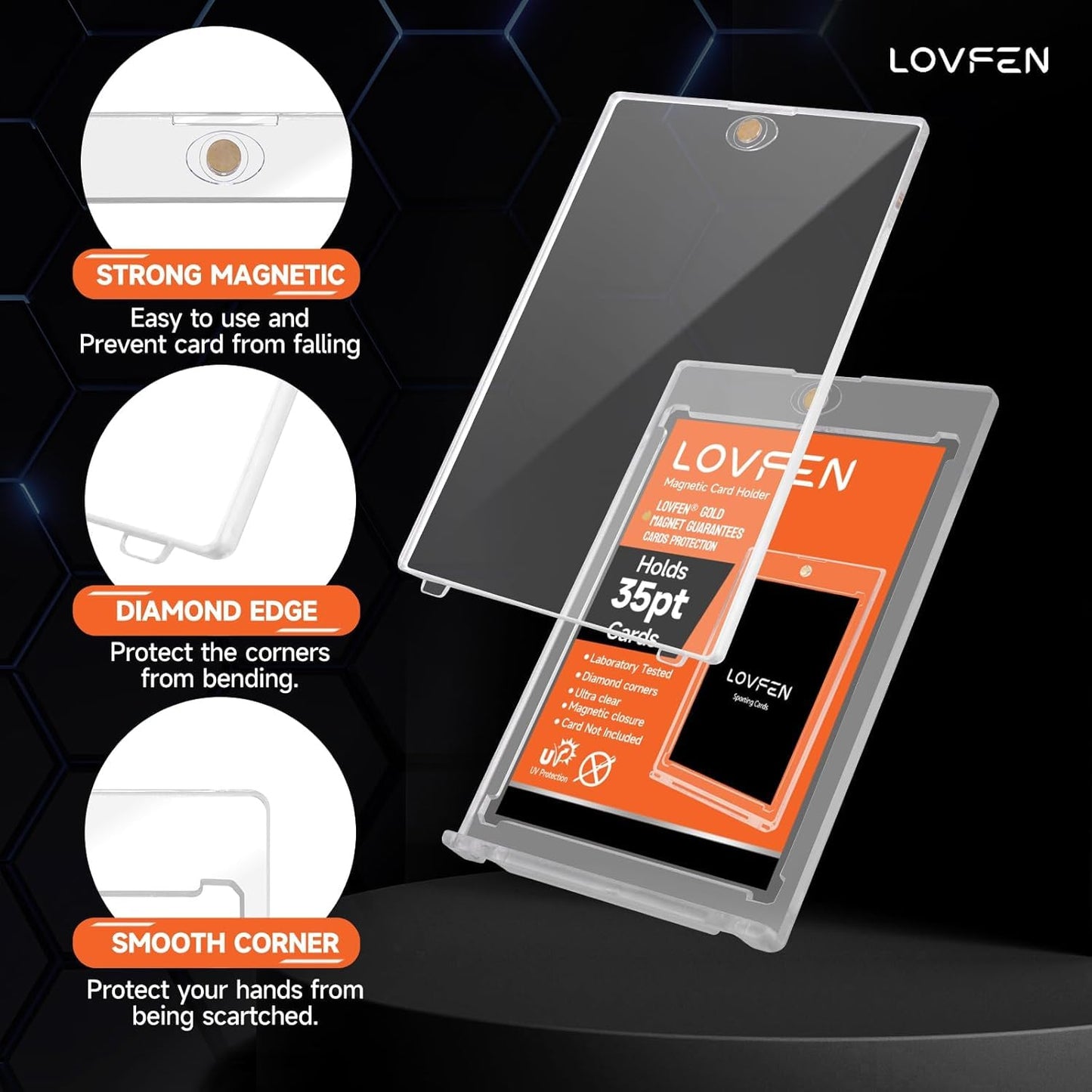 LOVFEN Magnetic Card Holder 25 Packs  35pt Card Holder Touch for Trading Cards  U-V Protection Magnetic Card Case for Baseball Game Sports Cards  Card Protectors Hard Plastic