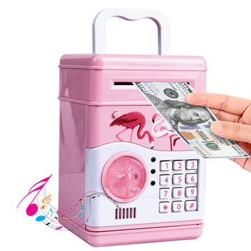 Gudoqi Password Piggy Bank, Digital Electronic Money Bank With Music, Mini Atm Cash Coin Saving Can Toys, Birthday Gifts For Kids, Pink Flamingo
