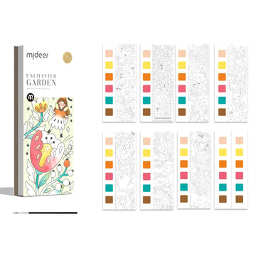 Mideer Watercolor Painting Book For Kids Ages 4-8, Pocket Watercolor Painting Book Arts And Crafts For Toddlers, Travel Activities Paint With Water Coloring Book Set For Kids 3-8 (Enchanted Garden)