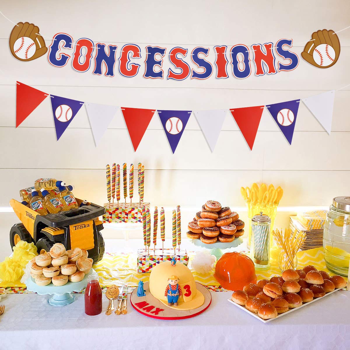 Baseball Party Supplies Concessions Banner - Sports/Baseball Themed First Birthday Party Decorations Favors (Style 1)