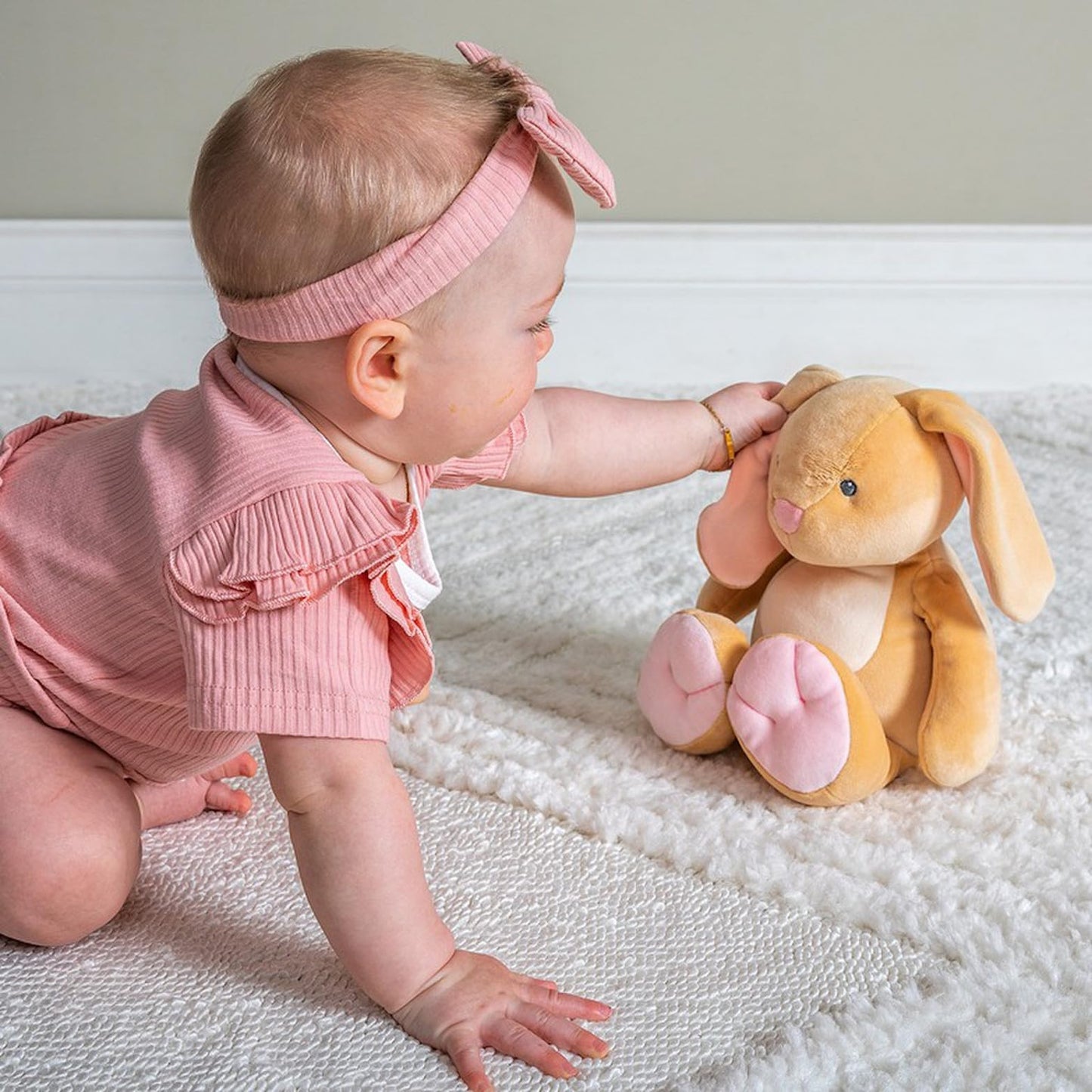 Mary Meyer Stuffed Animal Smootheez Pillow-Soft Toy, 12-Inch Tan Bunny, Soft Polyester, Model 68192