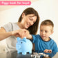 PJDRLLC Large Piggy Bank - Unbreakable Plastic Coin Bank for Boys & Girls, Blue, Model FD-61, Ideal Gift for Birthday, Easter, Christmas