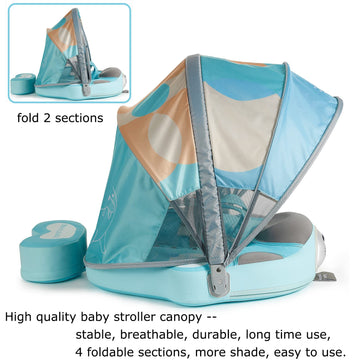 Big Buoyancy And Comfort Mambobaby Float With Canopy And Tail New Upgraded Non-Inflatable Baby Pool Float Mambo Float Swim Trainer Solid Infant Swim Float Adjustable Pearl Foam Baby Swim Ring