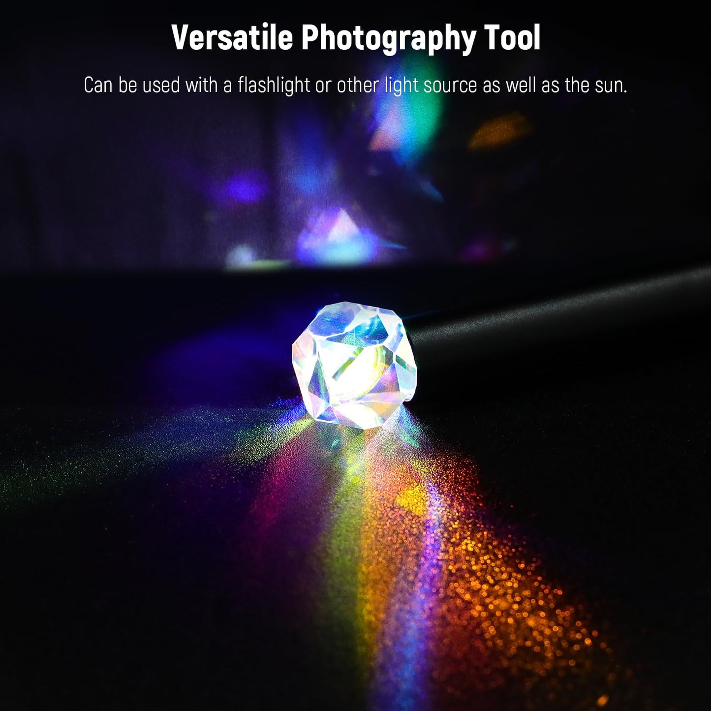 Neewer 20mm K9 Crystal Polyhedron Prism, Color HD Optical Glass Cube, RGB Dispersion Prism Cube, Faceted Optical Prism for Photo