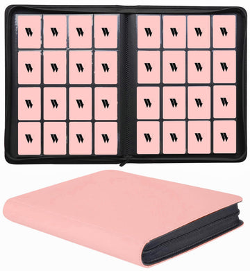 16 Pocket Card Binder  1000+ enhanced Zip Trading Card Binder  Double Sided Pocket Card Binder Album  Ringless Card Folder for MTG  TCG  Sports Card (Pink  16Pockets)