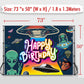 Iiiluyot Funny Ufo Happy Birthday Decorations Backdrop, Outer Space Universe Flying Saucer Scary Alien Ufo Theme Ufo Lovers Birt