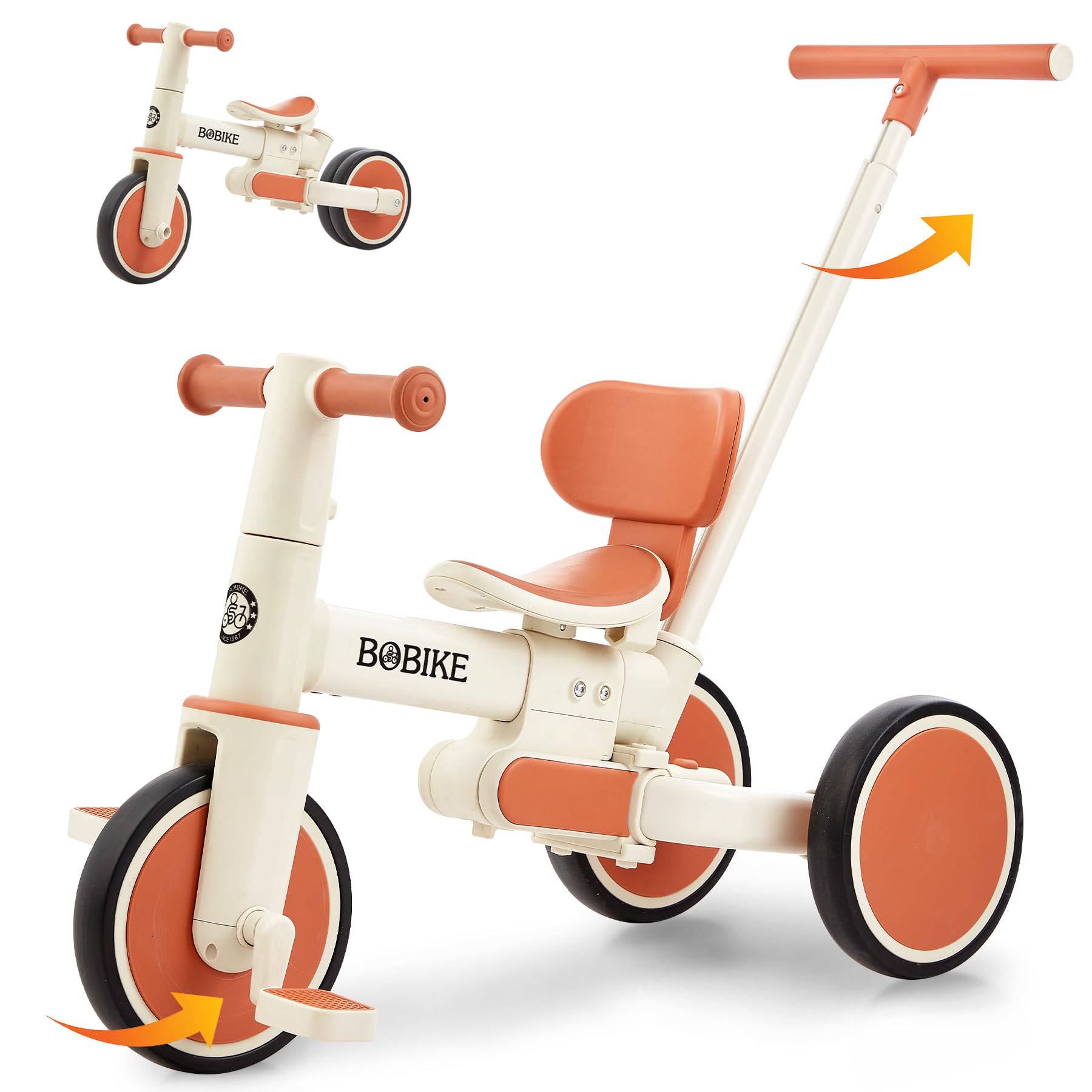 Toddler Bike With Push Handle,Tricycles For 18 Months To 5 Years Old, Toddler Tricycle With Push Handle For Boy Girl, Baby Balan