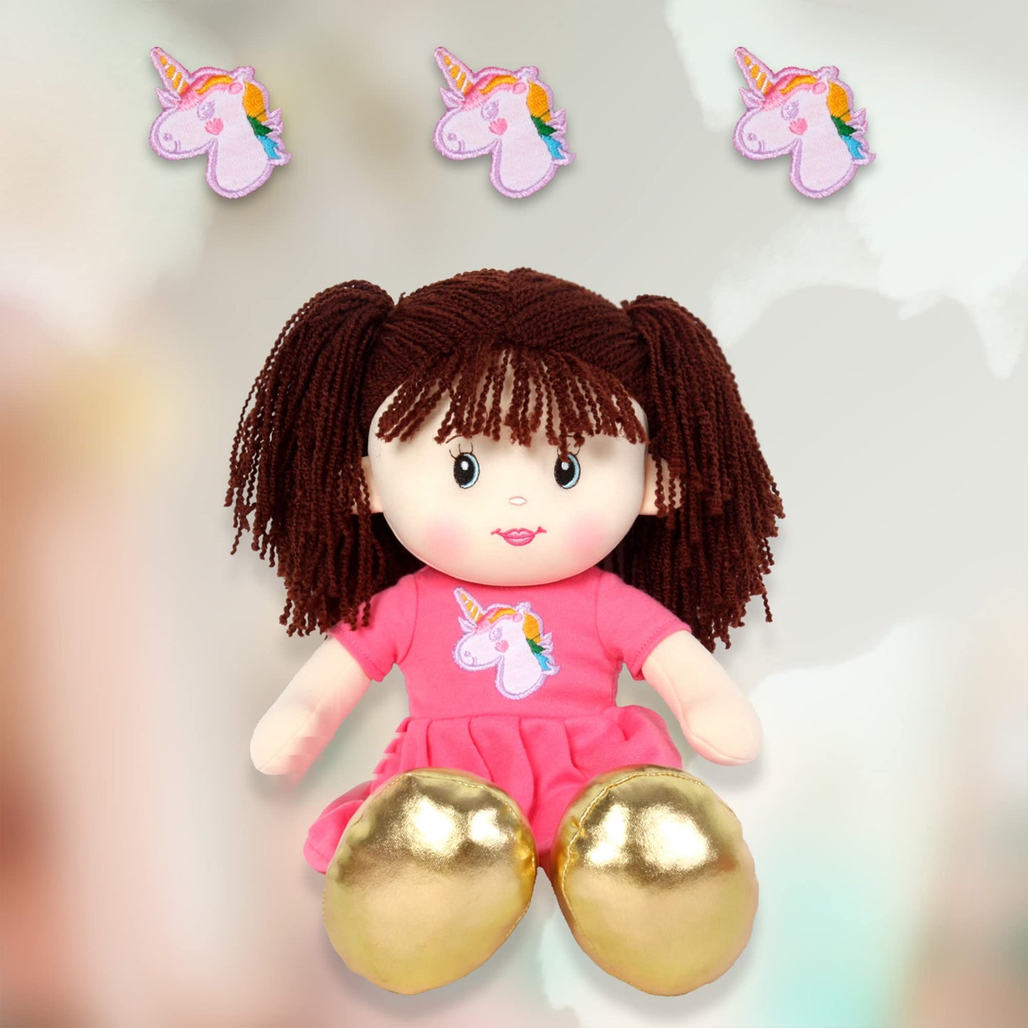 Linzy Toys, 16'' Pink Laura Soft Plush Rag Doll, Sleeping Cuddle Buddy For Toddlers, Infants And Babies , Muñecas De Trapo Para Niña, First Doll For Kids, Safe For All Ages.