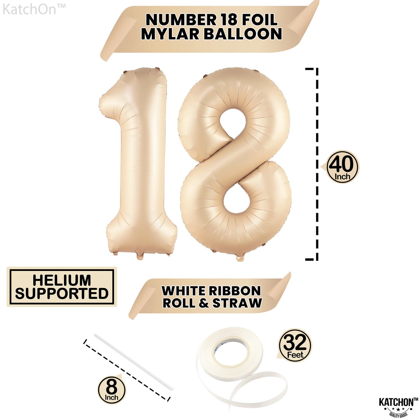 Katchon, Coffee Brown 18 Number Balloon - 40 Inch, | Brown 18 Balloon Numbers For Coffee Birthday Decorations, 18Th Birthday Decorations For Girls | Safari Theme Party, Brown Birthday Decorations